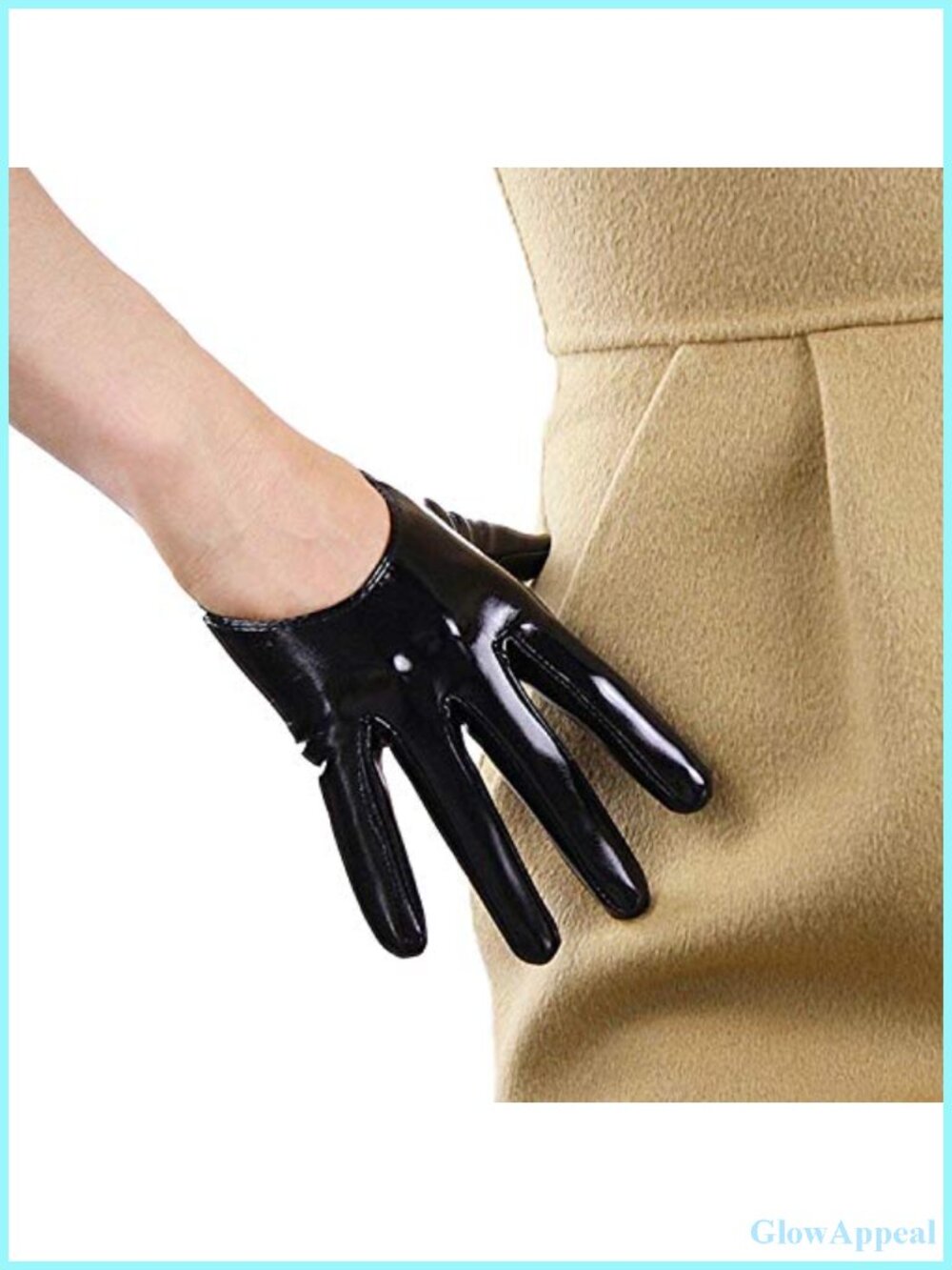 Women's Faux PU Leather Half Palm Gloves 13cm 5" Short Vintage Driving Party